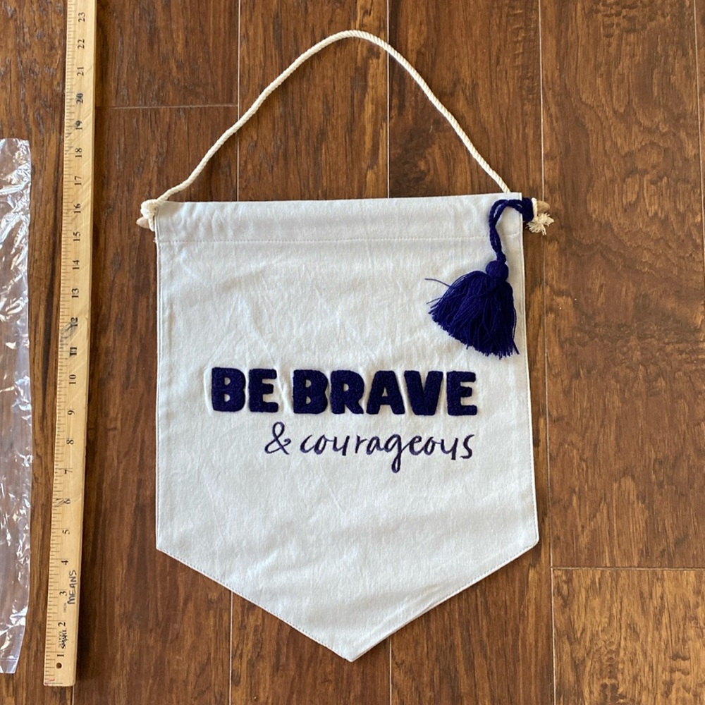 New motivational hanging, gray canvas with deep purple lettering. Purple tassel